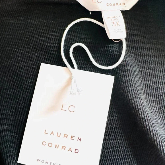 NWT LAUREN CONRAD Women Long Sleeve Pullover Round Neck Black Shirt Plus Size 3X - Picture 12 of 14